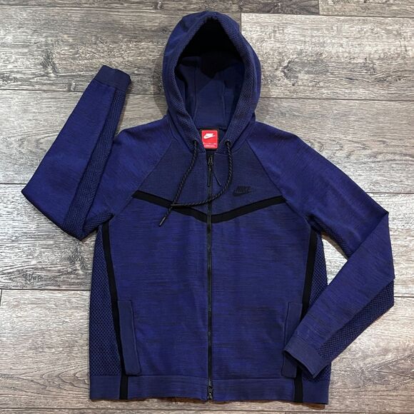 Nike Tech Knit Windrunner Full Zip Hoodie Obsidian Blue 728683-451 Women's Small - Picture 1 of 8